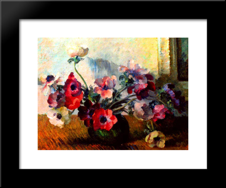 Still Life With Flowers 20x24 Black Modern Wood Framed Art Print Poster by Popescu, Stefan