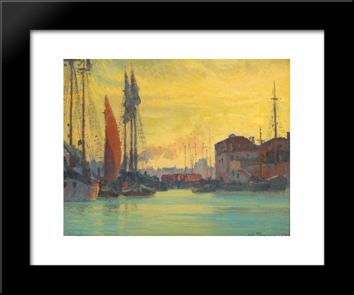 Sunset Over Chioggia 20x24 Black Modern Wood Framed Art Print Poster by Popescu, Stefan