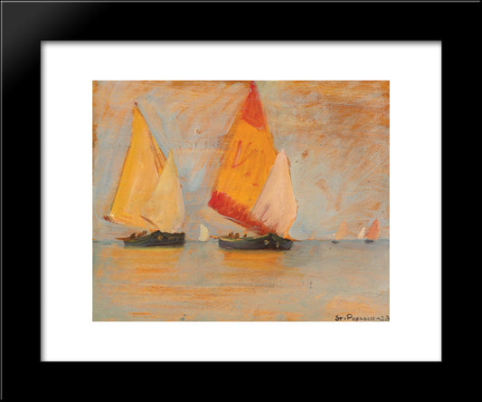 Yawls In The Lagoon 20x24 Black Modern Wood Framed Art Print Poster by Popescu, Stefan