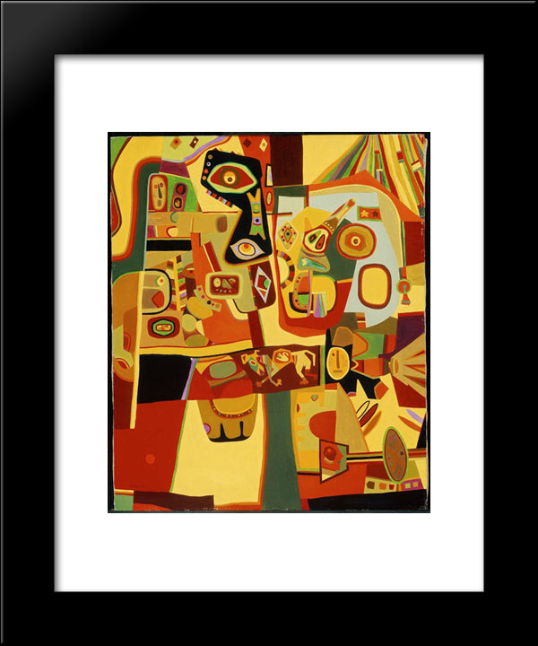Man Menacing Woman 20x24 Black Modern Wood Framed Art Print Poster by Wheeler, Steve