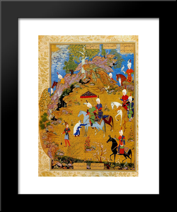 From The Khamsa Of Nizami The Old Woman Complaining To Sultan Sanjar 20x24 Black Modern Wood Framed Art Print Poster by Muhammad, Sultan