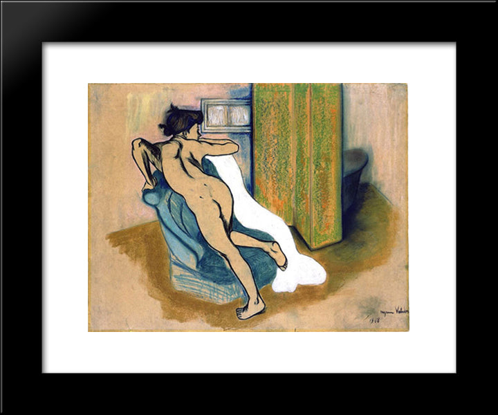 After The Bath 20x24 Black Modern Wood Framed Art Print Poster by Valadon, Suzanne