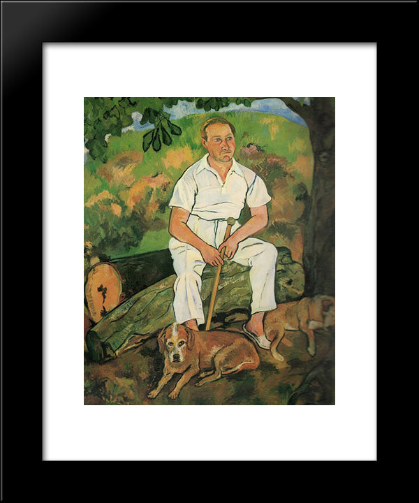 Andre Utter And His Dogs 20x24 Black Modern Wood Framed Art Print Poster by Valadon, Suzanne