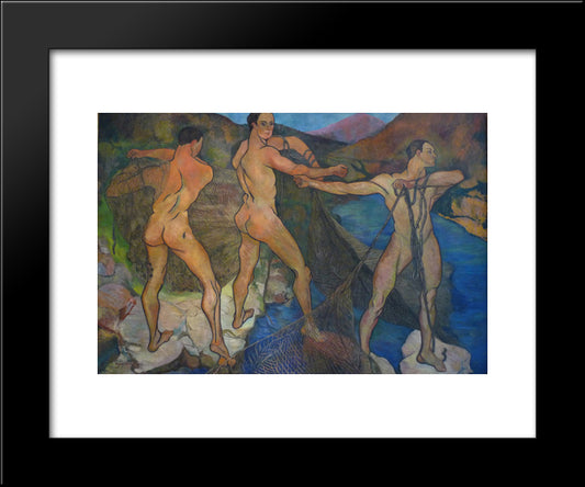 Casting The Net 20x24 Black Modern Wood Framed Art Print Poster by Valadon, Suzanne