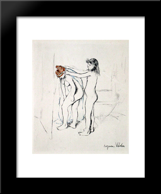 Mother And Daughter After The Bath Ii 20x24 Black Modern Wood Framed Art Print Poster by Valadon, Suzanne