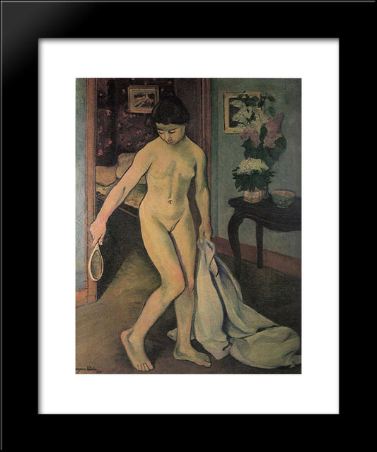 Nude At The Mirror 20x24 Black Modern Wood Framed Art Print Poster by Valadon, Suzanne