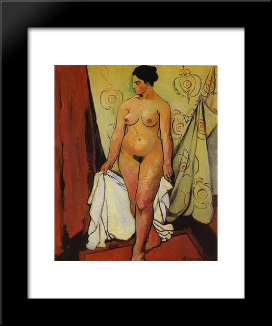 Nude Woman With Drapery 20x24 Black Modern Wood Framed Art Print Poster by Valadon, Suzanne