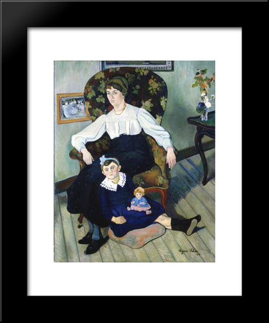 Portrait Of Marie Coca And Her Daughter 20x24 Black Modern Wood Framed Art Print Poster by Valadon, Suzanne