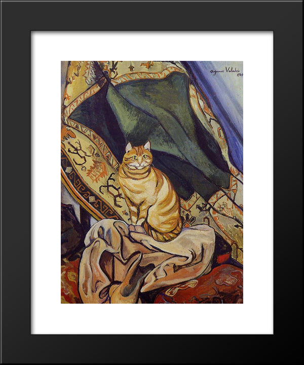 Raminou Sitting On A Cloth 20x24 Black Modern Wood Framed Art Print Poster by Valadon, Suzanne