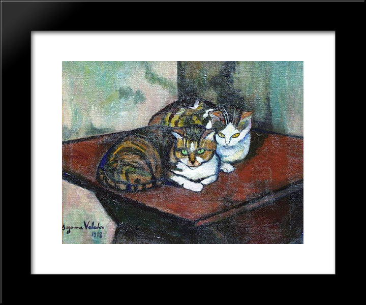 Two Cats 20x24 Black Modern Wood Framed Art Print Poster by Valadon, Suzanne