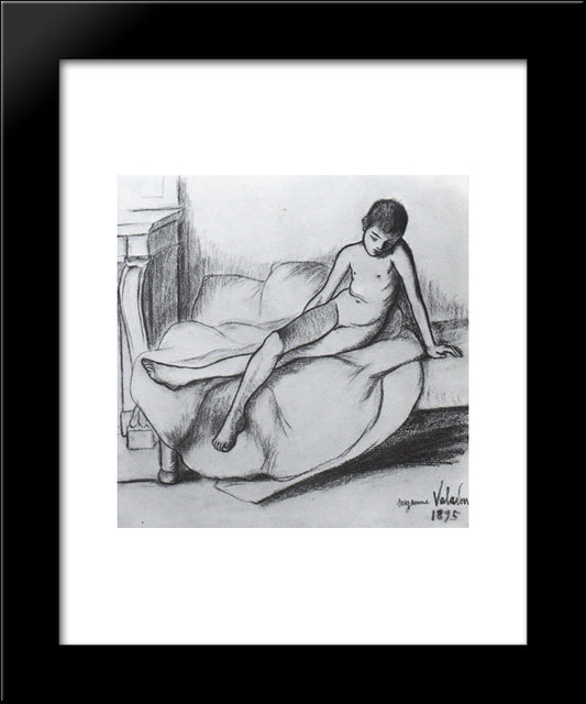 Utrillo Nude Sitting On A Couch 20x24 Black Modern Wood Framed Art Print Poster by Valadon, Suzanne