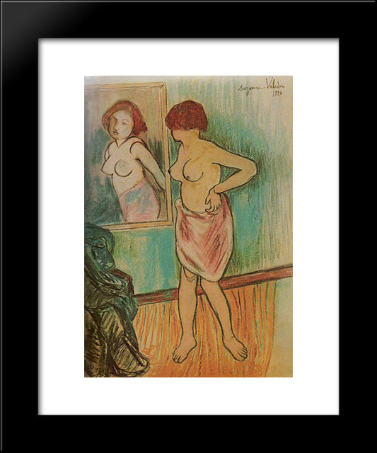 Woman Looking At Herself In The Mirror 20x24 Black Modern Wood Framed Art Print Poster by Valadon, Suzanne