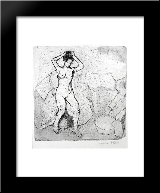 Woman Preparing For A Bath 20x24 Black Modern Wood Framed Art Print Poster by Valadon, Suzanne