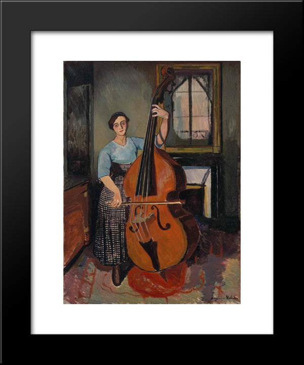 Woman With A Double Bass 20x24 Black Modern Wood Framed Art Print Poster by Valadon, Suzanne