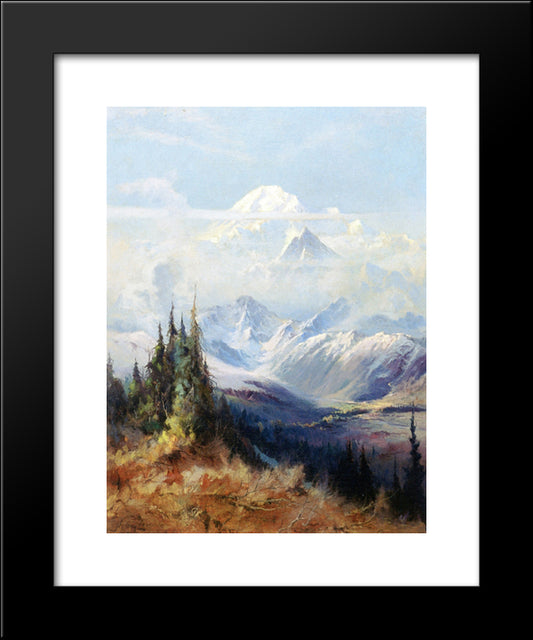 Mount Mckinley In Mist 20x24 Black Modern Wood Framed Art Print Poster by Laurence, Sydney