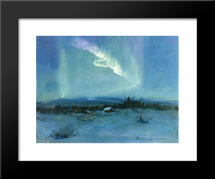 Northern Lights 20x24 Black Modern Wood Framed Art Print Poster by Laurence, Sydney