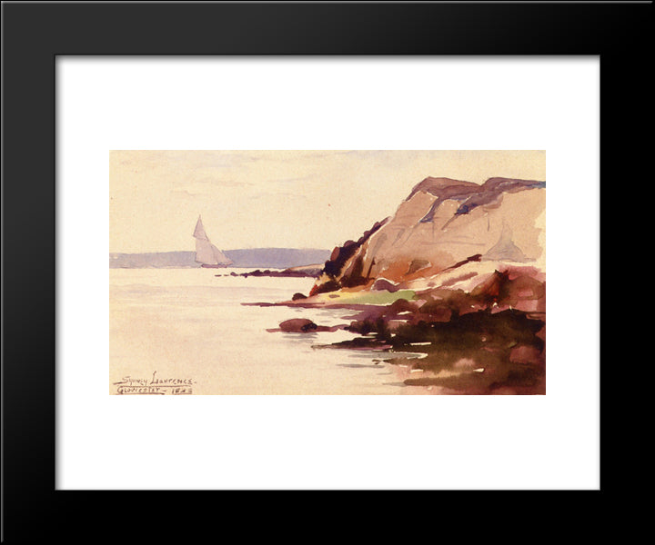 Sailing Off Gloucester Coast 20x24 Black Modern Wood Framed Art Print Poster by Laurence, Sydney