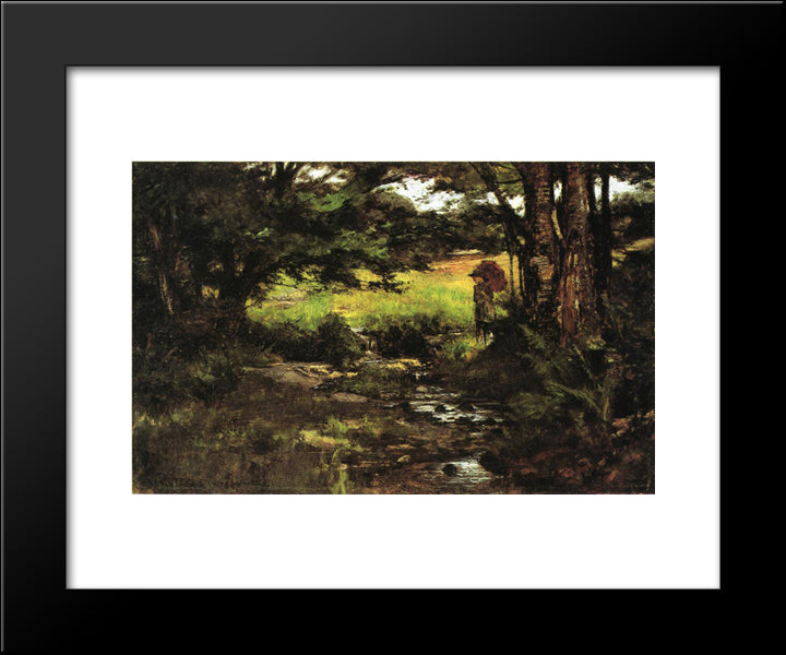 Brook In Woods 20x24 Black Modern Wood Framed Art Print Poster by Steele, T. C.