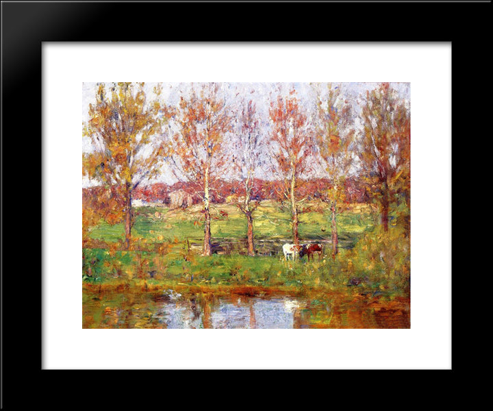 Cows By The Stream 20x24 Black Modern Wood Framed Art Print Poster by Steele, T. C.