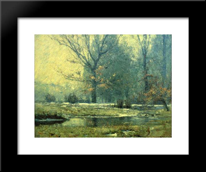 Creek In Winter 20x24 Black Modern Wood Framed Art Print Poster by Steele, T. C.