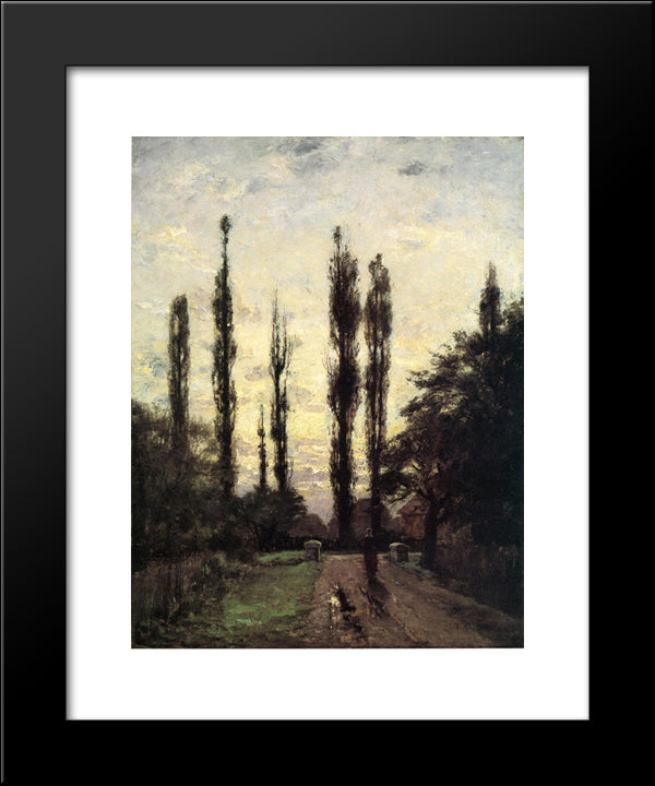 Evening, Poplars 20x24 Black Modern Wood Framed Art Print Poster by Steele, T. C.