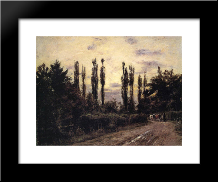 Evening Poplars And Roadway Near Schleissheim 20x24 Black Modern Wood Framed Art Print Poster by Steele, T. C.