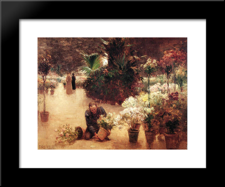 Flower Mart 20x24 Black Modern Wood Framed Art Print Poster by Steele, T. C.