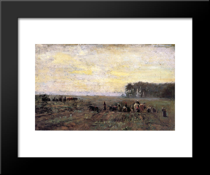 Haying Scene 20x24 Black Modern Wood Framed Art Print Poster by Steele, T. C.