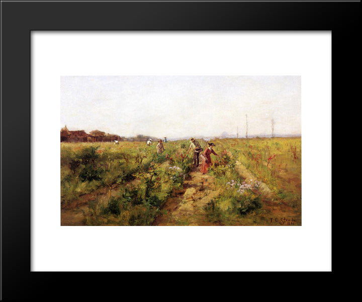 In The Berry Field 20x24 Black Modern Wood Framed Art Print Poster by Steele, T. C.