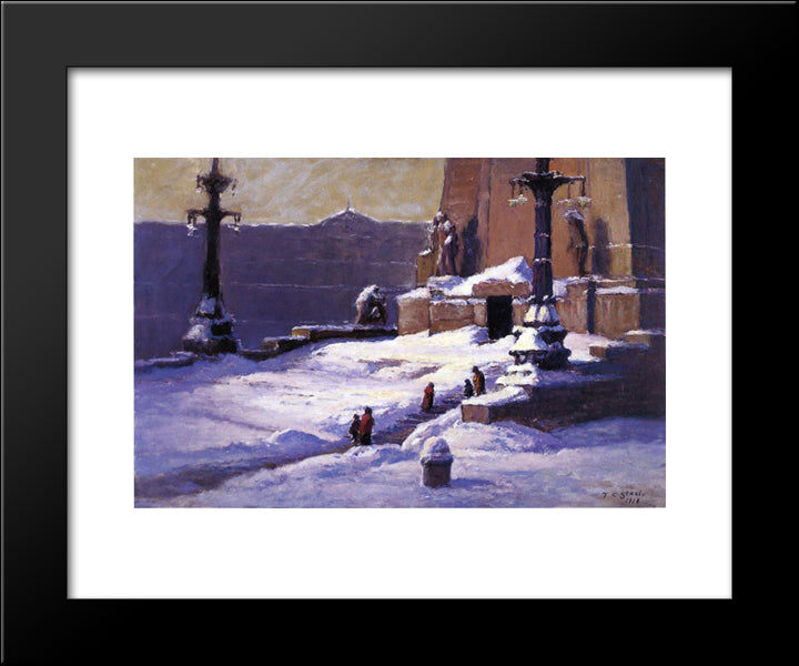 Monument In The Snow 20x24 Black Modern Wood Framed Art Print Poster by Steele, T. C.