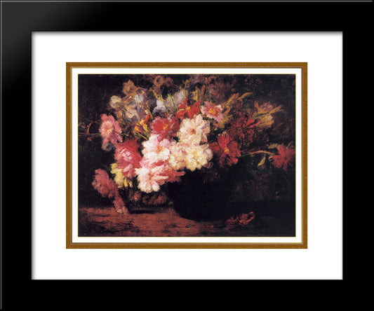 Peonies And Irises 20x24 Black Modern Wood Framed Art Print Poster by Steele, T. C.