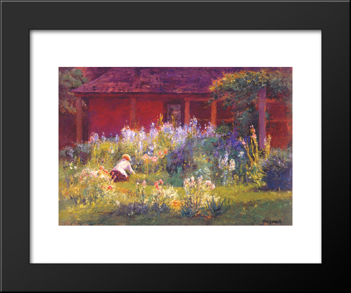 Selma In The Garden 20x24 Black Modern Wood Framed Art Print Poster by Steele, T. C.