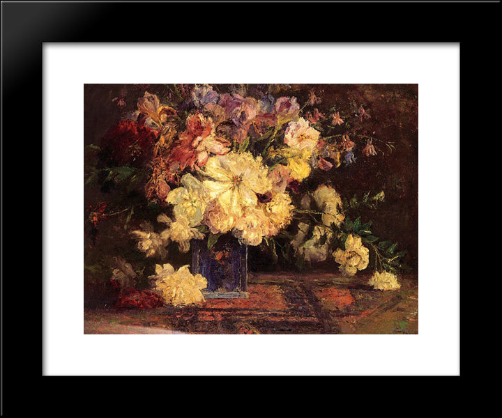 Still Life With Peonies 20x24 Black Modern Wood Framed Art Print Poster by Steele, T. C.