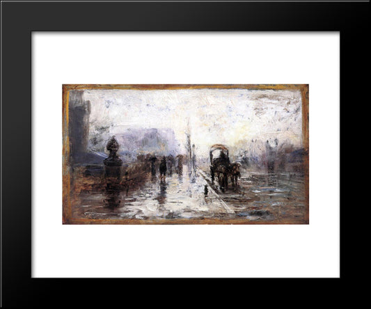 Street Scene With Carriage 20x24 Black Modern Wood Framed Art Print Poster by Steele, T. C.