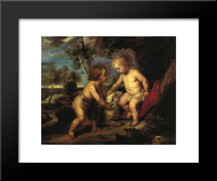 The Christ Child And The Infant St. John After Rubens 20x24 Black Modern Wood Framed Art Print Poster by Steele, T. C.