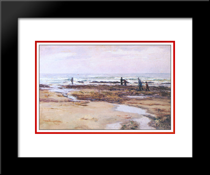 The Clam Diggers 20x24 Black Modern Wood Framed Art Print Poster by Steele, T. C.