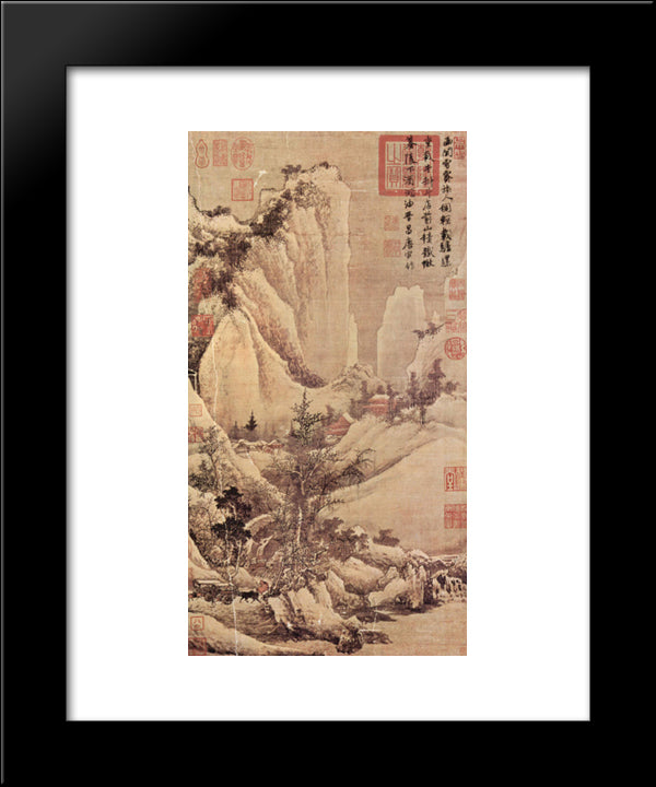 Clearing After Snow On A Mountain Pass 20x24 Black Modern Wood Framed Art Print Poster by Tang Yin