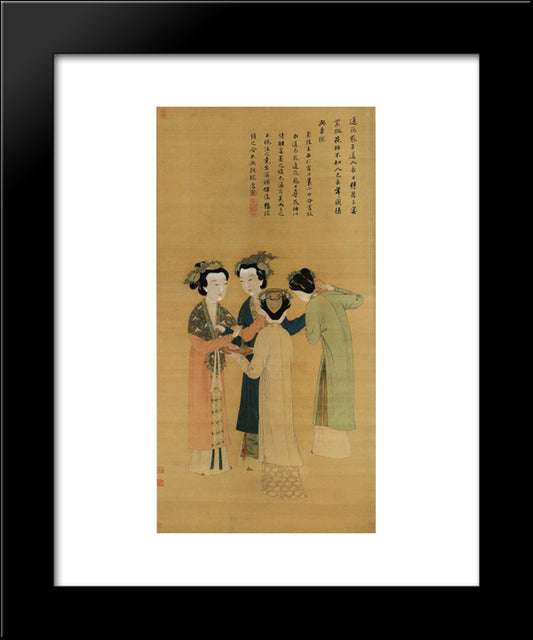 Court Ladies Of The Former Shu 20x24 Black Modern Wood Framed Art Print Poster by Tang Yin