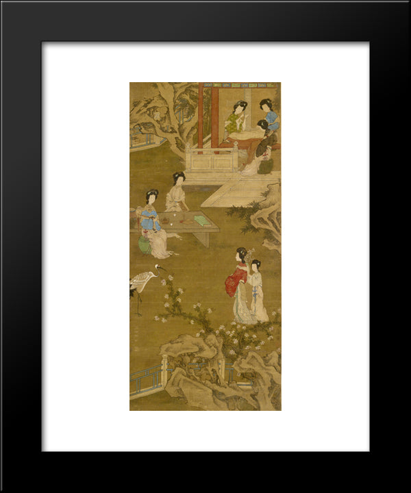 Making The Bride'S Gown (Anonymous Copy After Tang Yin) 20x24 Black Modern Wood Framed Art Print Poster by Tang Yin