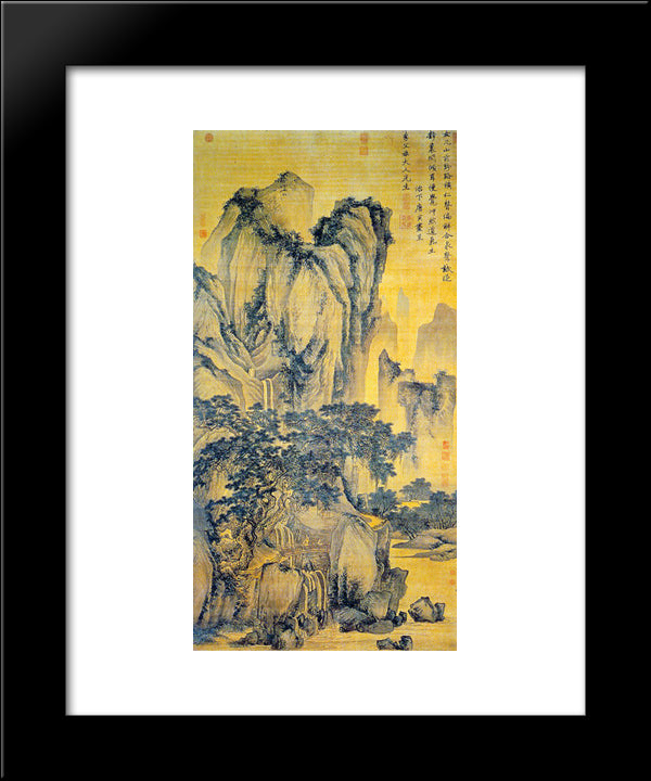 Sound Of Pines On A Mountain Path 20x24 Black Modern Wood Framed Art Print Poster by Tang Yin