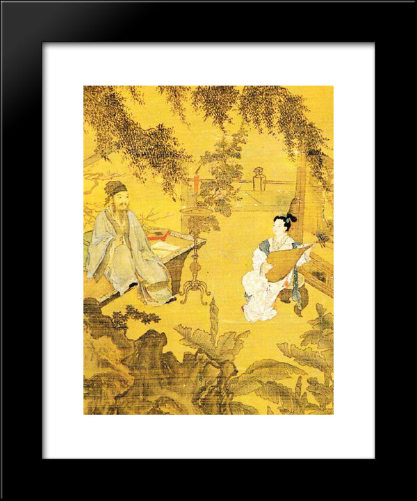 Tao Gu Presents A Poem 20x24 Black Modern Wood Framed Art Print Poster by Tang Yin