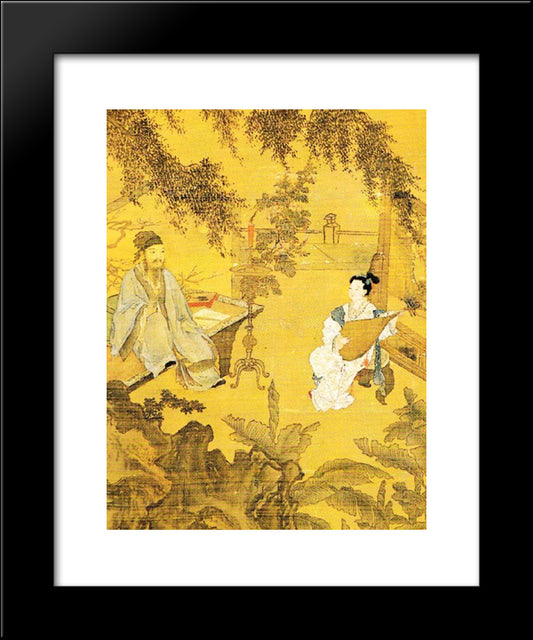 Tao Gu Presents A Poem 20x24 Black Modern Wood Framed Art Print Poster by Tang Yin