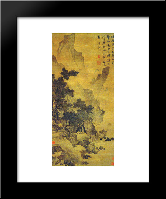 Watching The Spring And Listening To The Wind 20x24 Black Modern Wood Framed Art Print Poster by Tang Yin