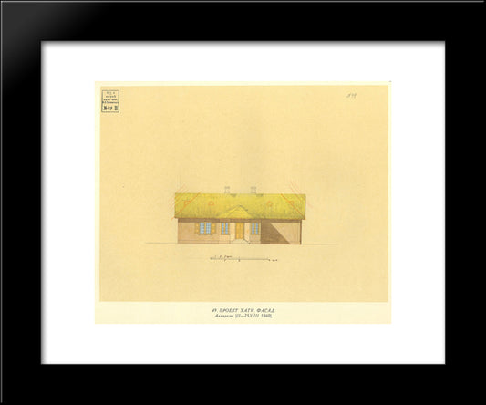 Architectural Project Of Private House. Main Facade. 20x24 Black Modern Wood Framed Art Print Poster by Shevchenko, Taras