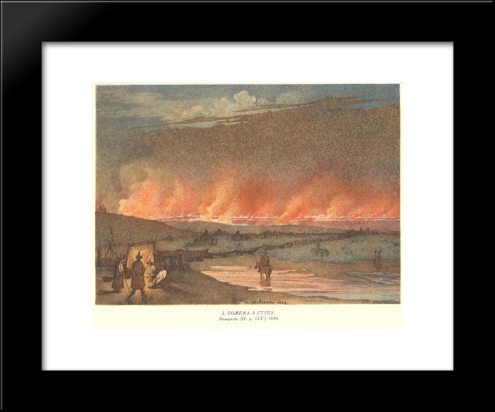 Fire In The Steppe 20x24 Black Modern Wood Framed Art Print Poster by Shevchenko, Taras