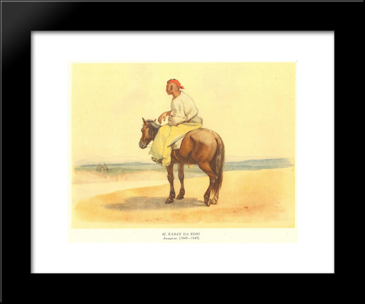 Kazakh On A Horseback 20x24 Black Modern Wood Framed Art Print Poster by Shevchenko, Taras