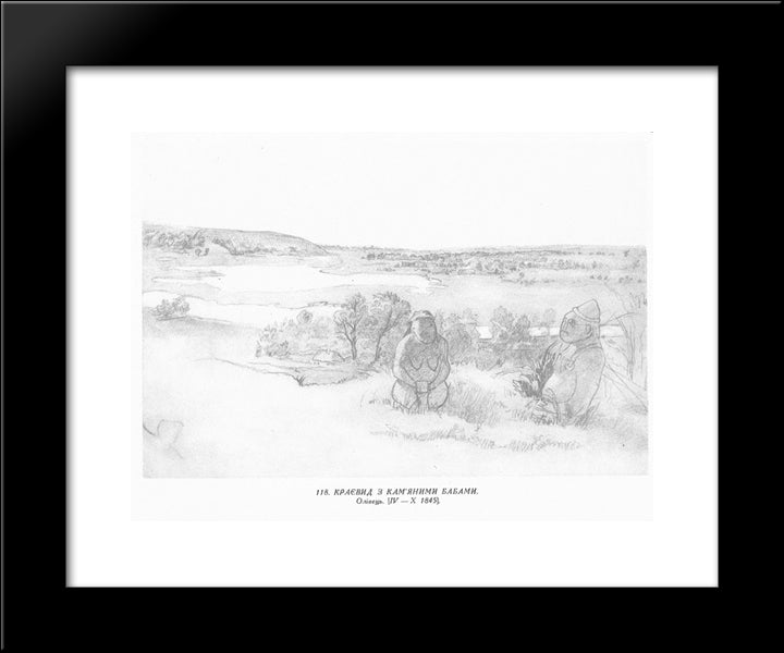 Landscape With Kurgan Stelae 20x24 Black Modern Wood Framed Art Print Poster by Shevchenko, Taras