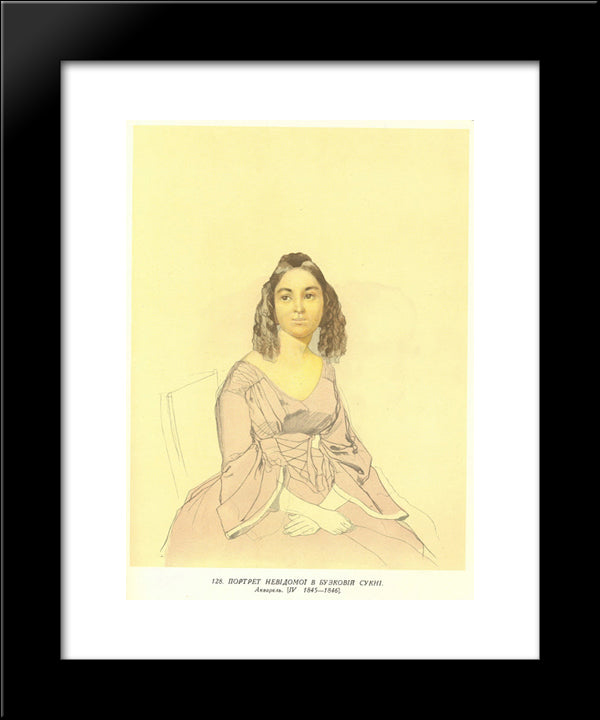 Portrait Of Unknown Woman With Violet Dress 20x24 Black Modern Wood Framed Art Print Poster by Shevchenko, Taras