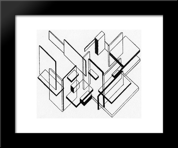 Architectural Analysis 20x24 Black Modern Wood Framed Art Print Poster by Doesburg, Theo van