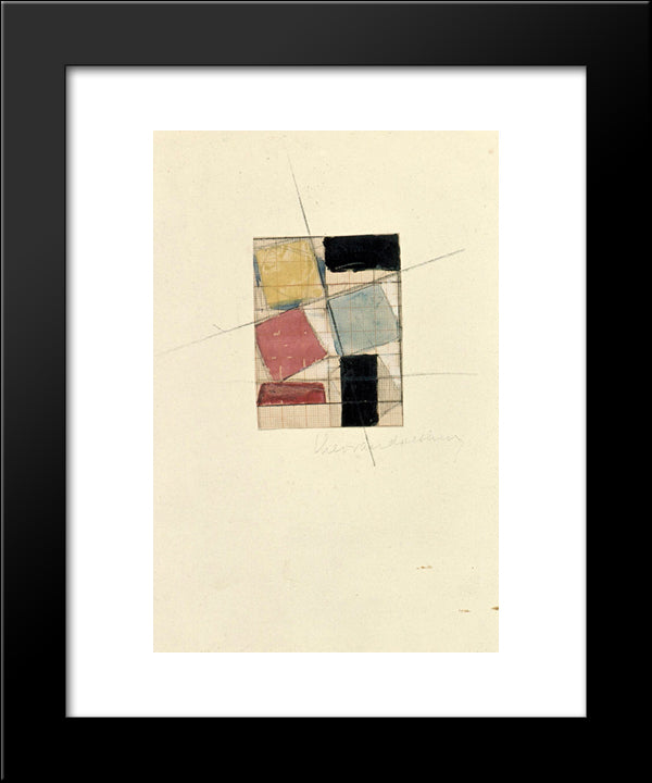 Composition (Study) 20x24 Black Modern Wood Framed Art Print Poster by Doesburg, Theo van